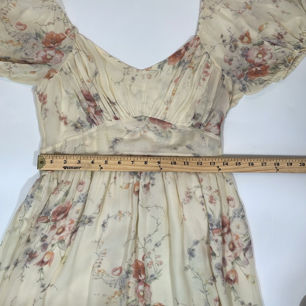 LoveShackFancy Angie Dress Size 6 Delicate Floral 100% Silk Maxi Dress - Picture 7 of 13